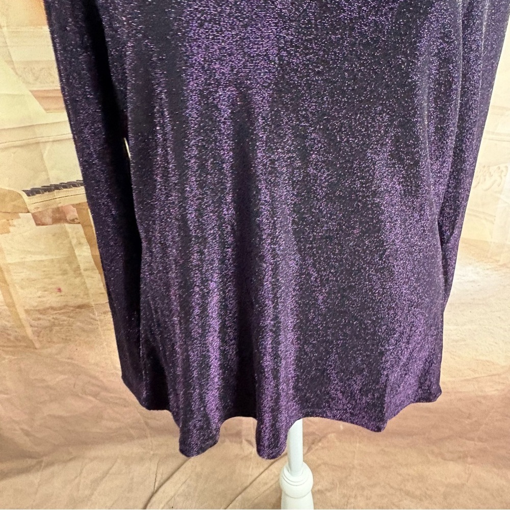 NEW White House Black Market Shimmer Deep Purple Long Sleeve Top - Picture 4 of 10